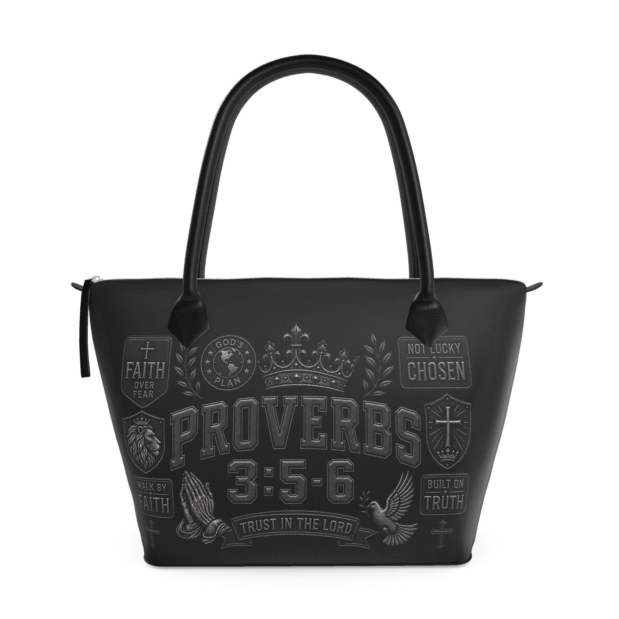 The Trust Walk™ Proverbs 3:5–6 Leather Christian Tote Bag