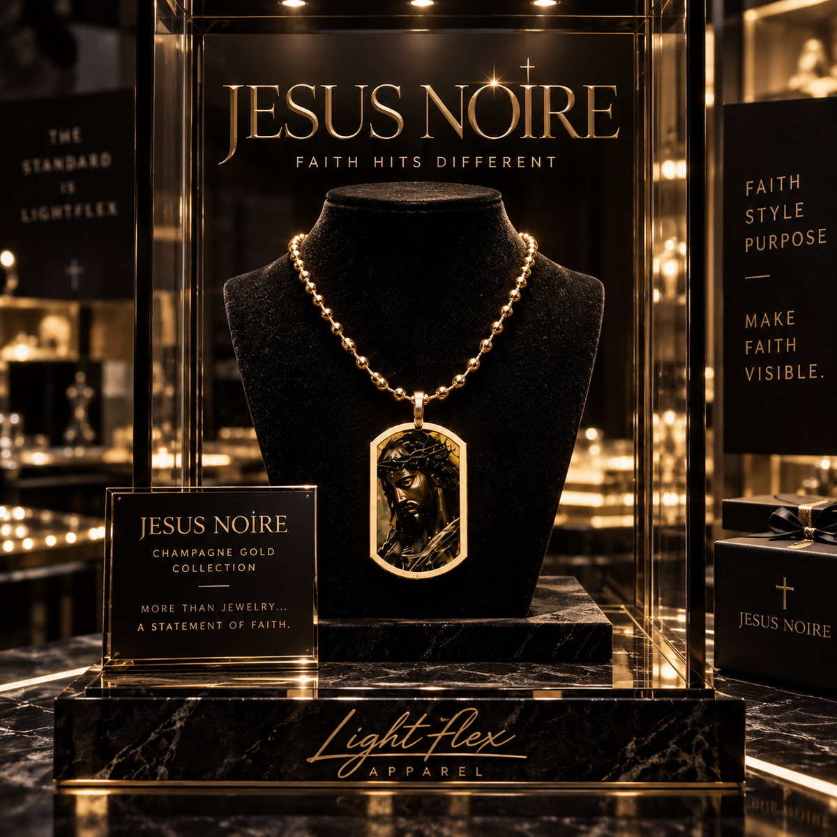 JESUS NOIRE™ CHAMPAGNE GOLD PENDANT
