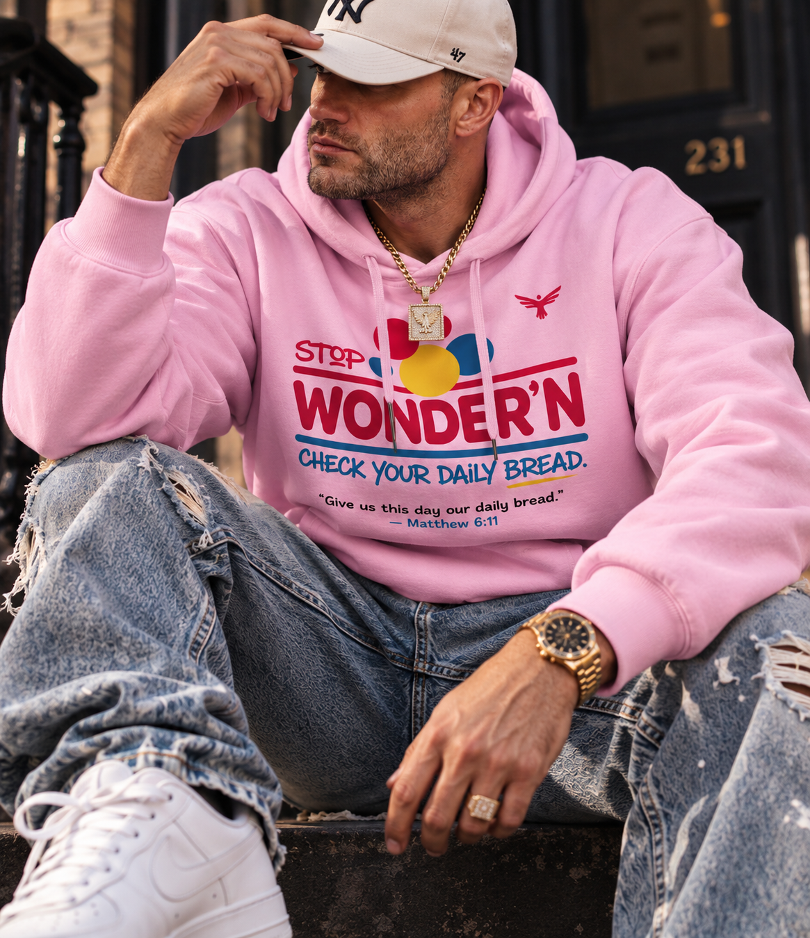 Daily Bread Christian Hoodie – Matthew 6:11 Unisex Faith Streetwear Black / S product mockup