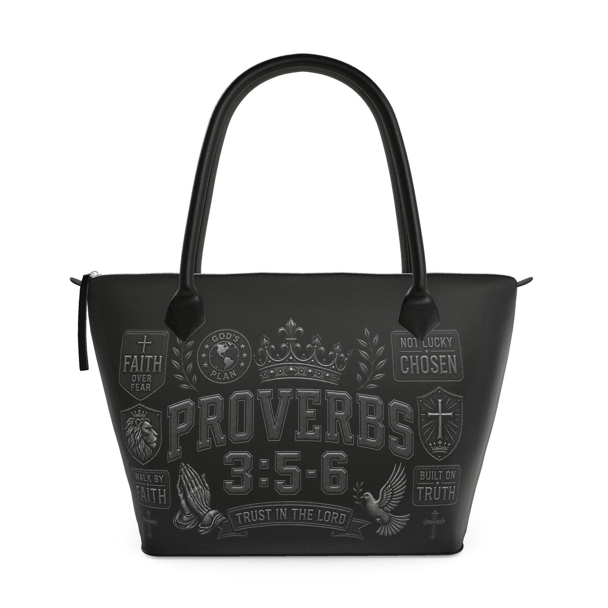 The Trust Walk™ Proverbs 3:5–6 Leather Christian Tote Bag