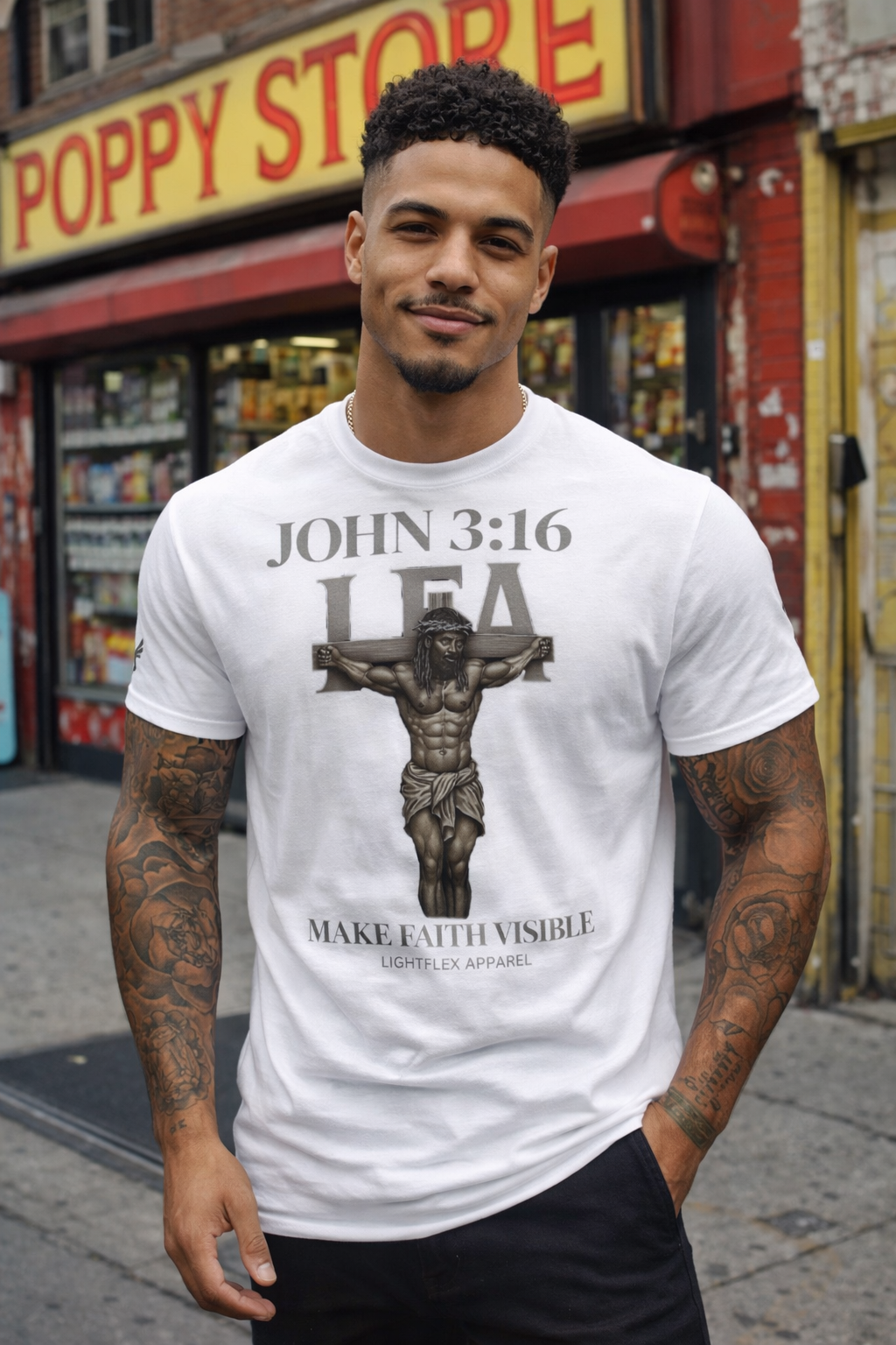 “JOHN 3:16” SIGNATURE TEE — Luxury Faithwear. Built to Be Seen. Worn With Purpose.