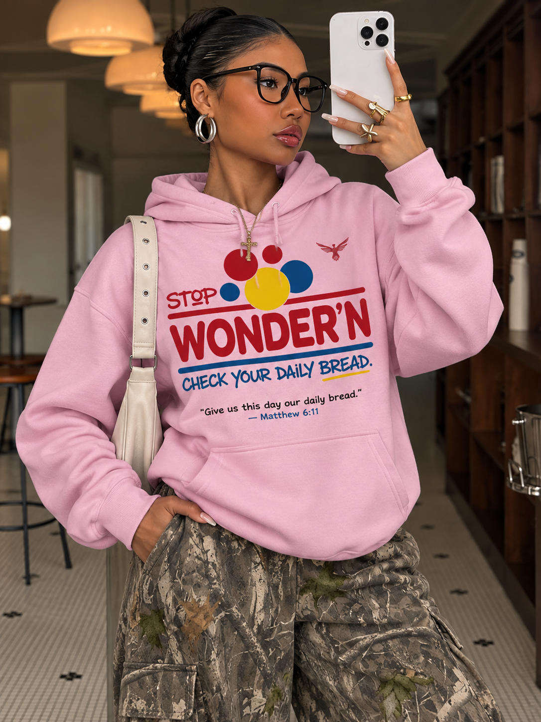 Daily Bread Christian Hoodie – Matthew 6:11 Unisex Faith Streetwear Black / S product mockup