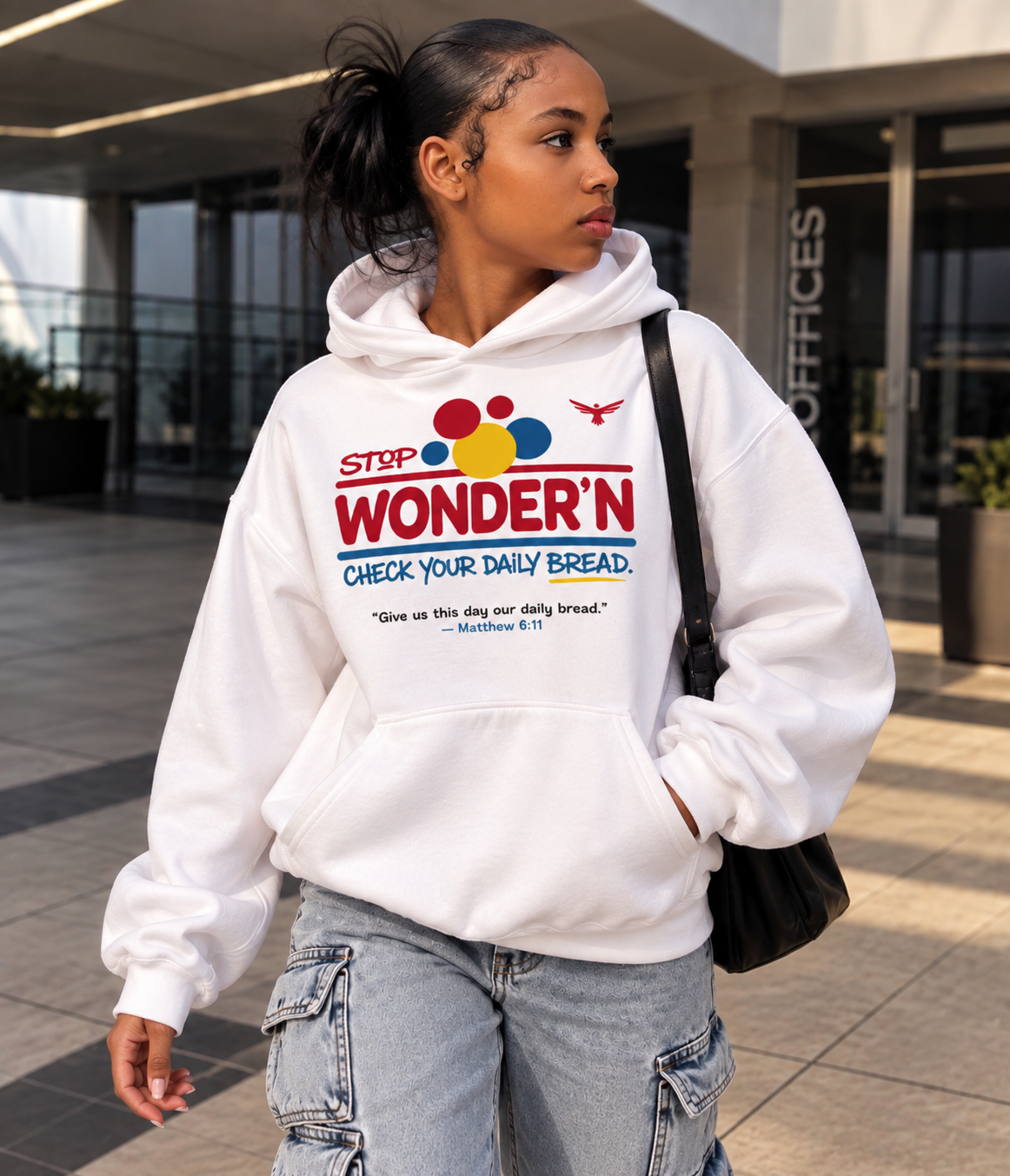 Daily Bread Christian Hoodie – Matthew 6:11 Unisex Faith Streetwear Black / S product mockup