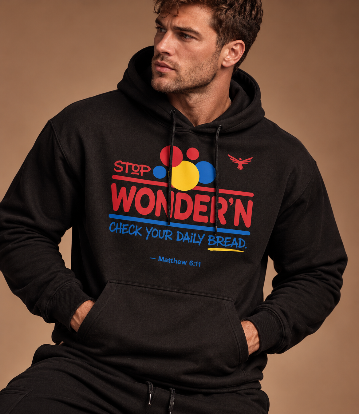 Daily Bread Christian Hoodie – Matthew 6:11 Unisex Faith Streetwear Black / S product mockup