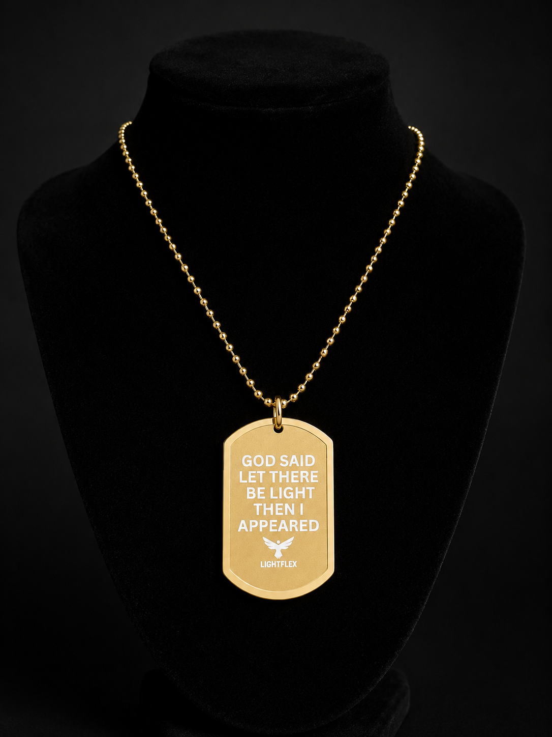 God Said Let There Be Light™ 18K Gold-Plated Dog Tag Necklace